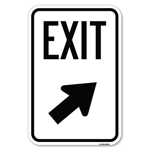 Exit Sign Exit with Right Arrow Heavy-Gauge Aluminum Sign, 12" H, 18" L, A-1218-24031